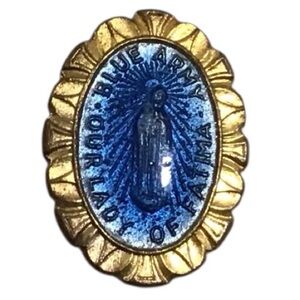 Blue Army Our Lady Of Fatima Pin Brooch Collectible Catholic Virgin Mary Vtg